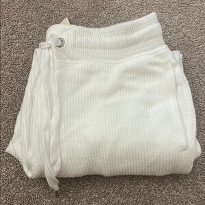 White Ribbed Joggers